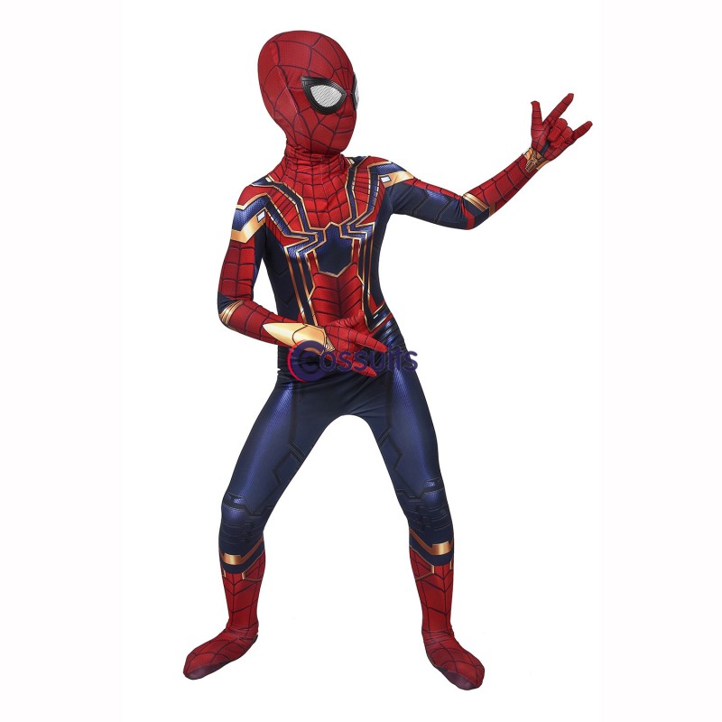 Avengers: Endgame Iron Spiderman Peter Parker Cosplay Jumpsuit For Kids ...