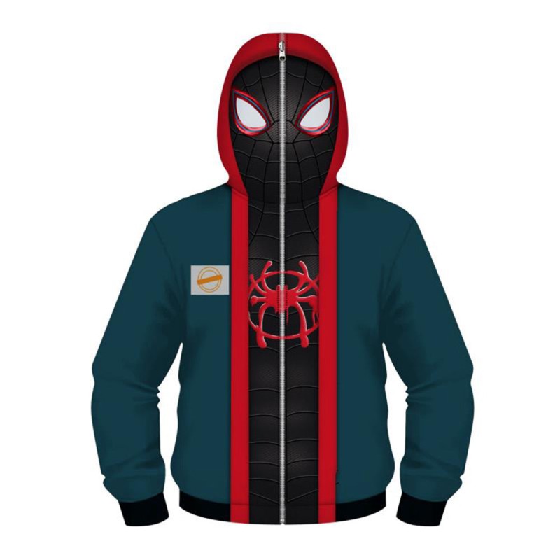 Sudadera Con Capucha De Spiderman Miles Morales - Unisex, Poliéster, Estampado Gráfico, Ideal Para Cosplay Y Uso Casual