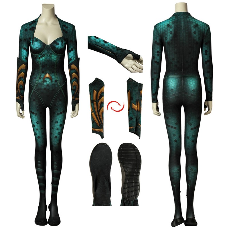 Movie Aquaman Queen Mera Jumpsuit Cosplay Costume