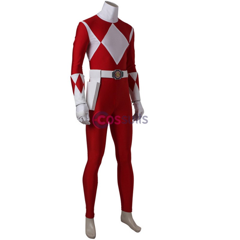 Red Ranger Cosplay Costume Mighty Morphin Power Rangers Cosplay Suit ...