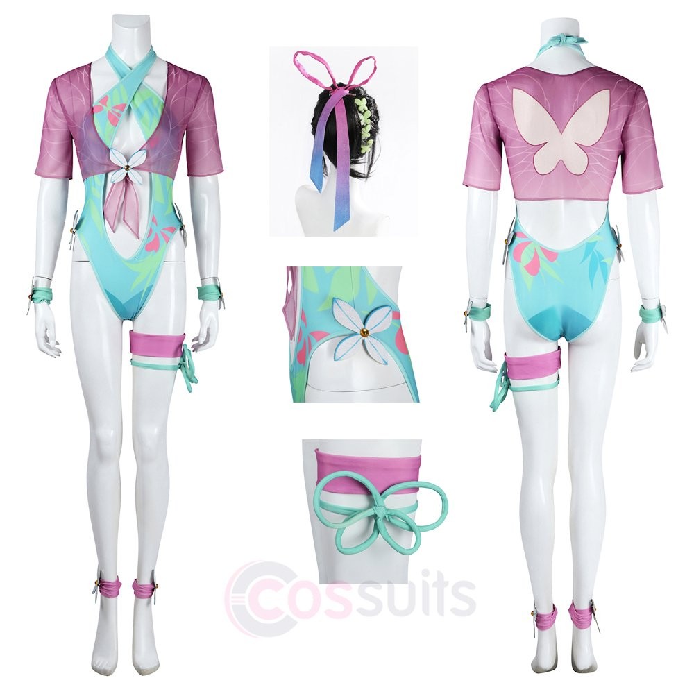 Marvel Rivals Psylocke Breezy Butterfly Swimsuit Cosplay Costume