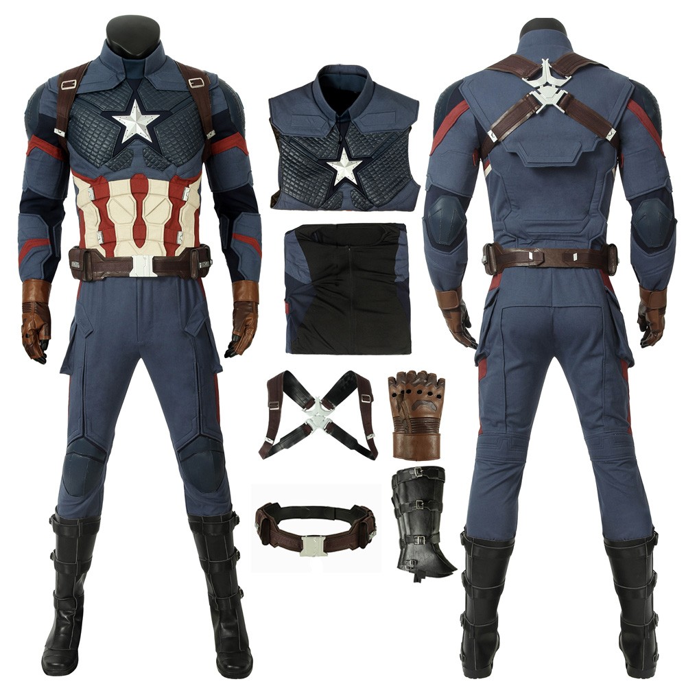 New Avengers Endgame Costume Captain America Steven Rogers Cosplay 