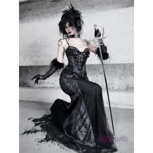 Shadow Stalker Gothic Bodycon Cami Dress with Mermaid Hem