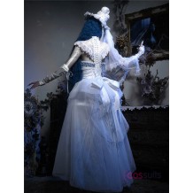 Corpse Bride Gothic Cape with Spine Detail and Outer Skirt