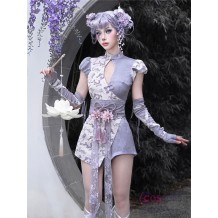 Dragon Wisteria Qipao-Inspired Romper Jumpsuit