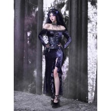 Moon Goddess Off-Shoulder Velvet Halloween Gown