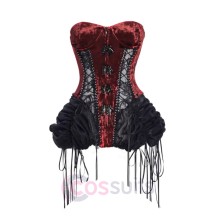 Blood Supply Alice Dark Gothic Corset and Lace-Up Set in Red