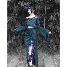 Evil Snake Wide Sleeves Kimono Style Dress Set
