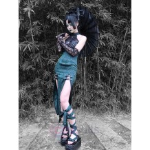 Evil Snake Qipao Style Slit Dress
