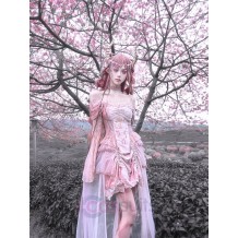 Sakura Dream Velvet Corset Top With Sleeves