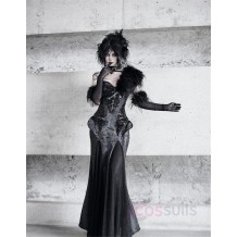 Blood Supply Gothic Bodycon Cami Dress Evening Gown PU Leather Mermaid Dress