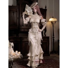 Blood Supply Bow Lace Slim Fishbone Gothic Lolita Top and Skirt Dress Set