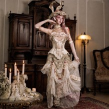 Blood Supply Rococo Duchess Fishbone Corset With Vintage Long Train Half Skirt