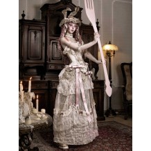 Blood Supply Rococo Duchess Fishbone Corset With Vintage Long Train Half Skirt