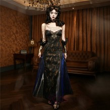 Blood Supply Gothic Punk Slim Fit Halter Dress