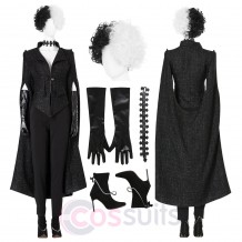 Cruella De Vil Black Suit Cosplay Costume Full Set
