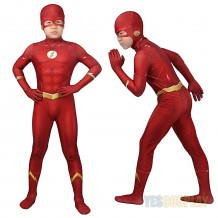 Kids Flash Costume The Flash S5 Barry Allen Spandex Printed Suit