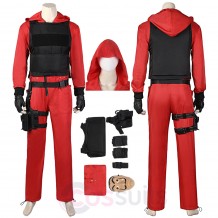 La casa de papel S5 Costumes Money Heist Red Cosplay Suit With Black Vest