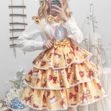 Daily Cute Printed Lolita Short Strap Skirt