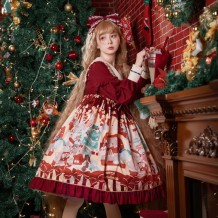Christmas Bear Sweet Lolita Long Sleeve Dress