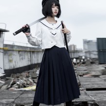 College Style Sailor Lolita Long Sleeve Outfit Set