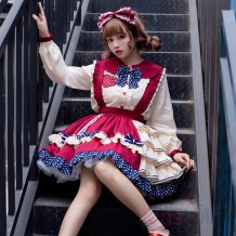 Daily Cute Polka Dot Lolita Cake Skirt Two-Piece Set