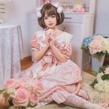 Japanese Sweet Pastoral Style Short Sleeve Lolita Dress