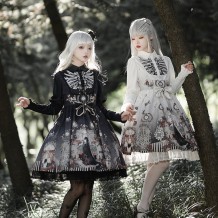 Vintage Gothic Lolita Jumper Skirt with Long Sleeve Blouse