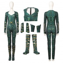 Mera Cosplay Costume Mera Green Scale Print Battle Suit