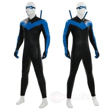 Comic Style Dick Grayson Blue Leather Cosplay Costume No Muscle Padding