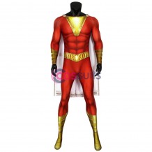 Billy Batson Cosplay Spandex Printed Jumpsuit With Cape