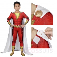 Billy Batson Costume For Kids Fury of the Gods Spandex Printed Cosplay Suits