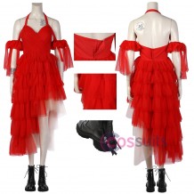 Girls Harley Red Dress The Suicide Squad Cosplay Costume