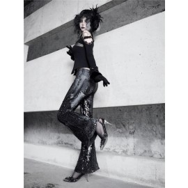 Shadow Stalker Gothic Low Waist Slim Fit Flared Pants