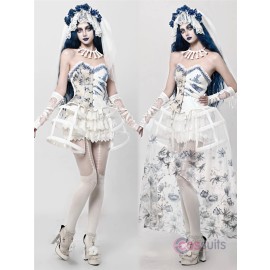 Corpse Bride Halloween Gothic Corset Top with Petticoat