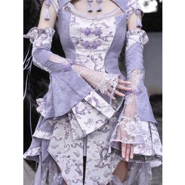 Dragon in Wisteria Japanese Princess Sleeve Dress