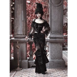 Halloween Lantern Sleeve Lace Blouse