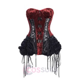 Blood Supply Alice Dark Gothic Corset and Lace-Up Set in Red