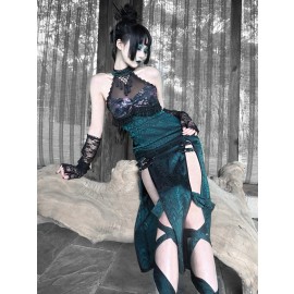 Evil Snake Qipao Style Slit Dress