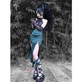Evil Snake Qipao Style Slit Dress