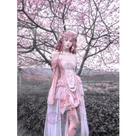 Sakura Dream Velvet Corset Top With Sleeves