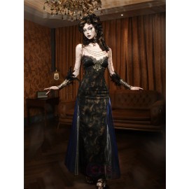 Blood Supply Gothic Punk Slim Fit Halter Dress