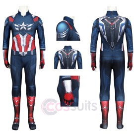 Kids Captain America Brave New World Sam Wilson Cosplay Costume Halloween Suit