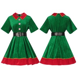2023 Christmas Green Dress Cosplay Costume for Holiday Fun and Festivities