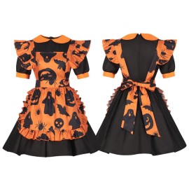 2023 Christmas Pumpkin Maid Cosplay Costume for Women Halloween Holiday