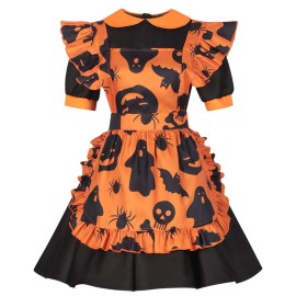 2023 Christmas Pumpkin Maid Cosplay Costume for Women Halloween Holiday