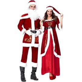 2022 Couple Matching Christmas Santa Costume Full Set Deluxe Version