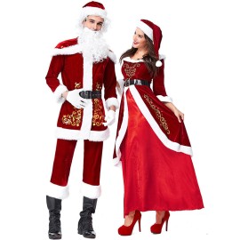 2022 Couple Matching Christmas Santa Costume Full Set Deluxe Version