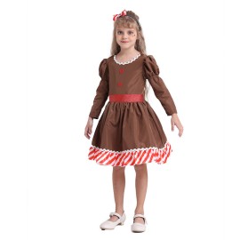 2020 Christmas Gingerbread Man Costume for Kids Girls Holiday Dress