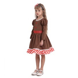 2020 Christmas Gingerbread Man Costume for Kids Girls Holiday Dress